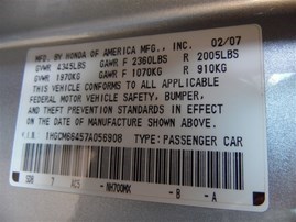 2007 Honda Accord SE Silver Sedan 3.0L AT #A24936